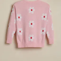 Allen Solly Girls Pink Cotton Regular Fit Printed Sweater image 2