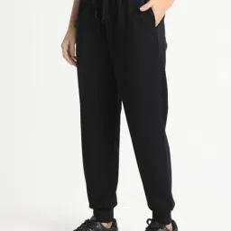 R&B Black Cotton Mid Rise Joggers image 2
