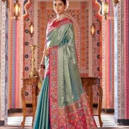 Elora Rama Green Zari Saree image 3