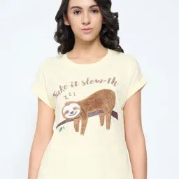 Dreamz By Pantaloons Yellow Comfort Fit Printed Sleepwear T-Shirt-picture-39