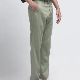 Rare Rabbit Green Regular Fit Solid Trousers image 3
