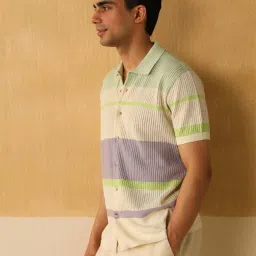 Andamen Green Cotton Regular Fit Self Pattern Shirt image 3