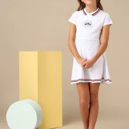 U.S. Polo Assn. Girls White Brand Appliqued Skater Dress image 3