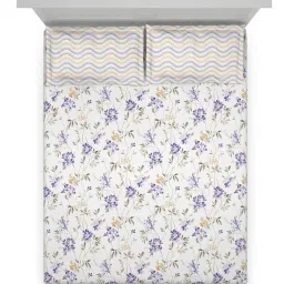 Ddecor Live beautiful Vega Purple 144 TC Cotton Queen Bedsheet with 2 Pillow Covers image 3