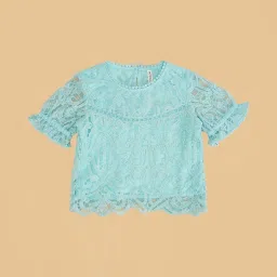 Pantaloons Junior Kids Blue Embroidered Full Sleeves Top image 3