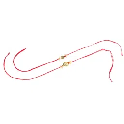 NVR Men Gold Toned Pearls Swastik Desgin Thread Rakhi, Combo for Rakshabandhan image 3