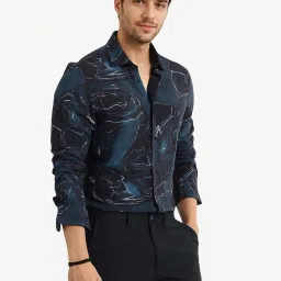 Rare Rabbit Teal Regular Fit Abstract Shirt image 3