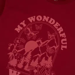 Gini & Jony Kids Maroon Printed Top image 3