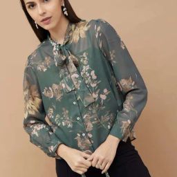 Code by Lifestyle Green Printed Top-picture-5