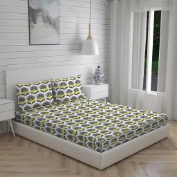 Layers Tuscany Floral Grey 104 TC Cotton Double Bed Sheet with 2 Pillow Covers image 3