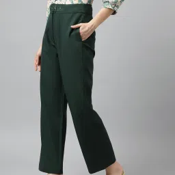 Latin Quarters Dark Green Polyester Regular Fit High Rise Pants image 3