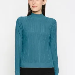 Honey by Pantaloons Teal Full Sleeves Sweater-image-4