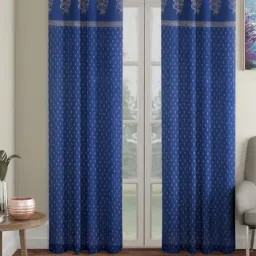 Fabindia Blue Cotton 7 ft. Door Curtain - Single Piece-image-1