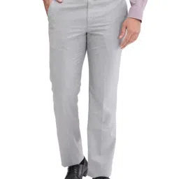 Park Avenue Grey Regular Fit Checks Trousers-picture-21