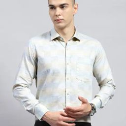 Monte Carlo Green Cotton Regular Fit Printed Shirt-picture-31