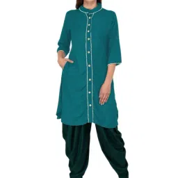PATRORNA Teal Regular Fit Kurta-picture-18