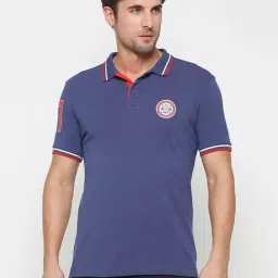 Being Human Blue Regular Fit Logo Print Polo T-Shirt-image-24
