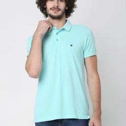 UnderJeans by Spykar Sky Blue Shirt Collar Regular Fit T-Shirt-picture-48
