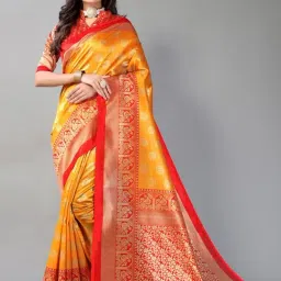 Satrani Mustrad Woven Saree With Unstitched Blouse-image-56