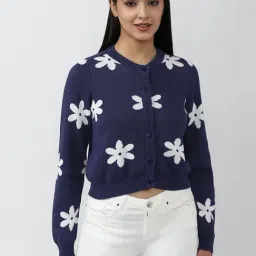 Forever 21 Navy Round Neck Cardigan-picture-28