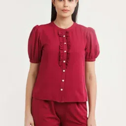 Zink London Maroon Regular Fit Top-image-94