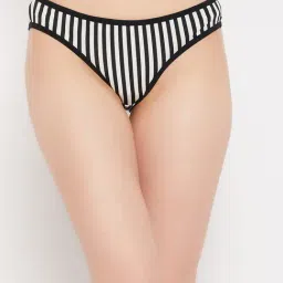 Clovia White & Black Striped Bikini Panty-image-63