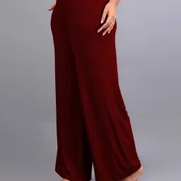 Lyra Maroon Cotton Flared Pants image 3