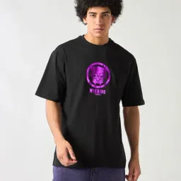 Bewakoof Black Relaxed Fit Graphic T-Shirt-image-22
