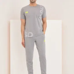 Sweet Dreams Grey Cotton Regular Fit Printed Nightwear Set-image-52