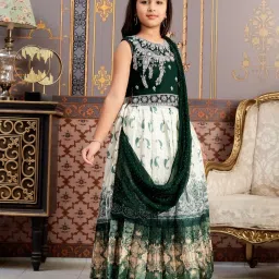 Aarika Girls Green Embroidered Lehenga Choli Set image 3