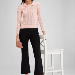 Spykar Peach Self Design Sweater image 3