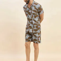 Sweet Dreams Brown Regular Fit Printed Shirt & Shorts Set image 3