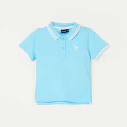 Juniors by Lifestyle Sky Blue Cotton Logo Polo T-Shirt-picture-10