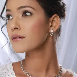 Saraf RS Jewellery Silver Plated AD Studded Minimal Geometric Jewellery Set image 5