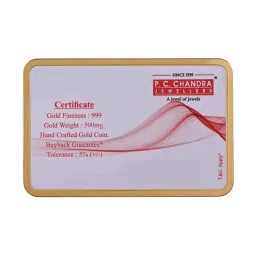 P.C. Chandra Jewellers Radha Krishan-Inscribed 24k (999) 0.5gm Yellow Gold Foil Coin image 3