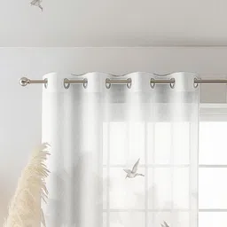 CASABLEU Brown Set of 2 Floral Sheer Long Door Curtain image 4