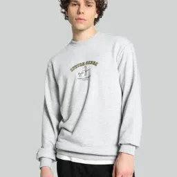 Puma Grey Cotton Regular Fit Printed Sweatshirt-image-91