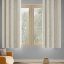 Haus & Kinder Cream Ginkgo Serenity Polyester Window Curtains 5 Ft - Pack of 2-picture-4