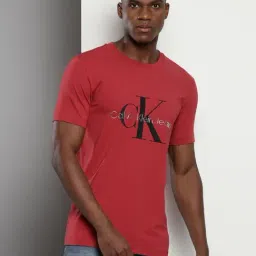 Calvin Klein Maroon Cotton Slim Fit Logo Printed T-Shirt-picture-35