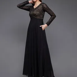 Miss Chase Black Lace Maxi Dress image 3