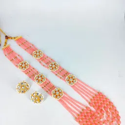 HS FATIO Gold-Plated Stone-Studded & Beaded Jewellery Set-picture-24