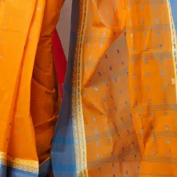 Unnati Silks Mustard Cotton Woven Saree With Unstitched Blouse image 3