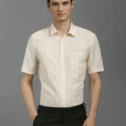 Louis Philippe Beige Cotton Regular fit Stripes Shirt-picture-27