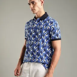 Tommy Hilfiger Ultra Blue Printed Regular Fit Cotton Polo T-Shirt image 3