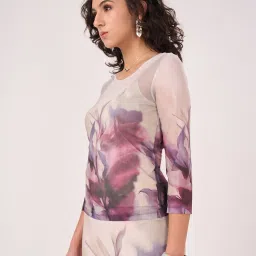 Honey By Pantaloons Purple Slim Fit Printed Top image 3