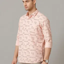 Cavallo By Linen Club Pink Linen Slim Fit Printed Shirt image 3