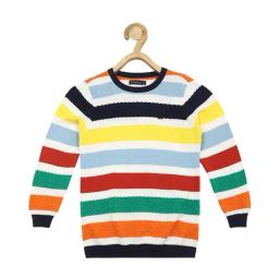 Allen Solly Junior Multicolor Striped Full Sleeves Sweater-picture-36