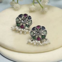 Biba Multi Brass Stud Earrings for Women-picture-23