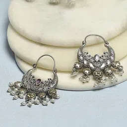 Biba Oxidised Gold Brass Chaand Bali Earrings for Women-image-43
