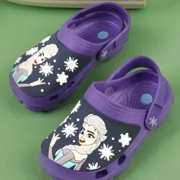 Kidsville Purple Frozen Printed Back Strap Clogs-picture-16